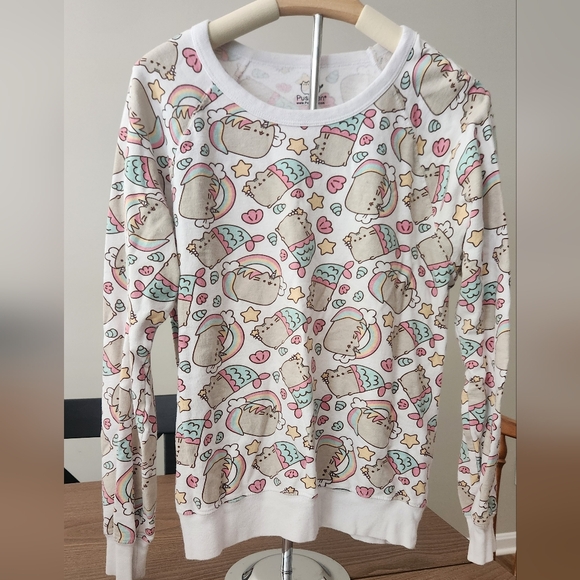 Pusheen Mermaid Unicorn and Rainbows Cat Sweatshirt Pullover Juniors X Large - Picture 2 of 5